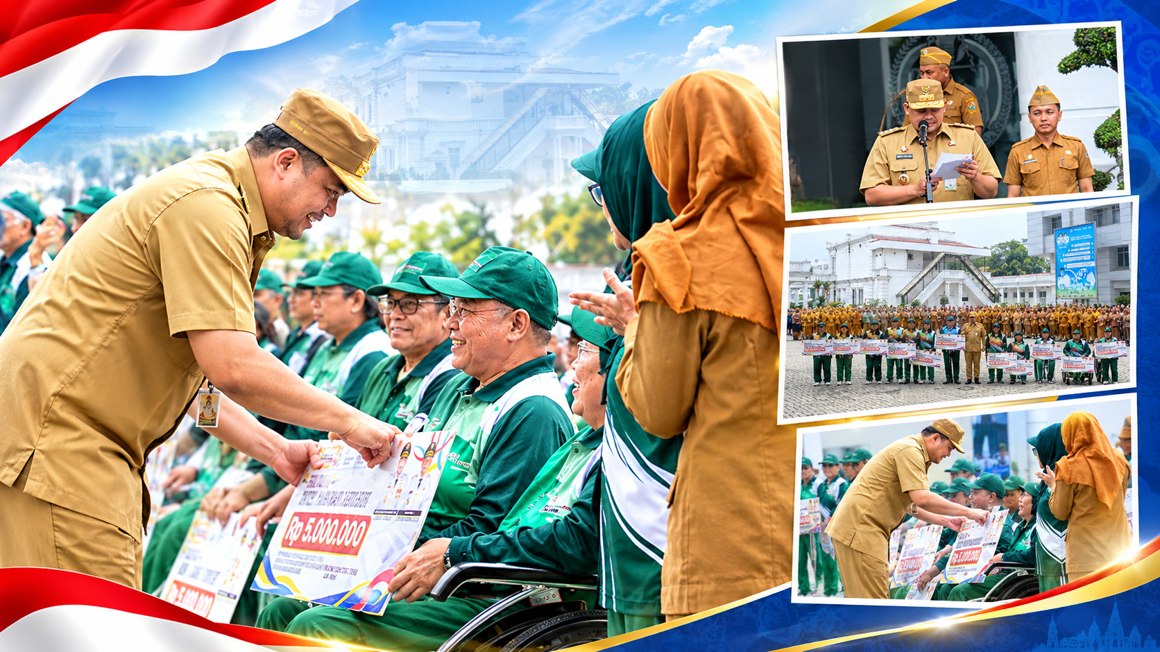 Gubernur Sumatera utara M.Bobby Afif Nst memberikan apresiasi kepada mantan atlet legend sumut di HAornas KE 43 Tahun 2026.
